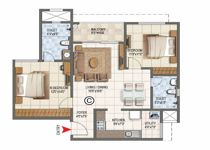 Birla Evara 1 BHK Floor Plan